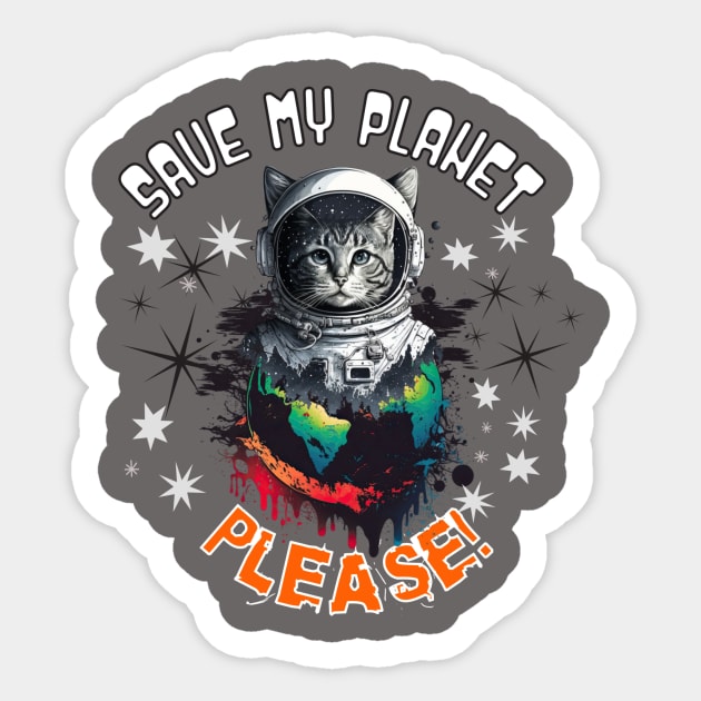 Save MY Planet Astro Cat Sticker by missdebi27